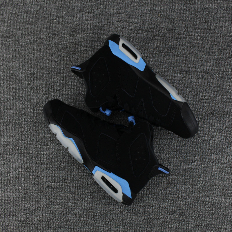 Men Air Jordan 6 Black North Carolina Blue Shoes